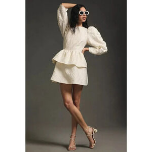 NWT Stella Nova Adrielle Sia Ruffle Mini Dress EU Size 42 Cream #9B423